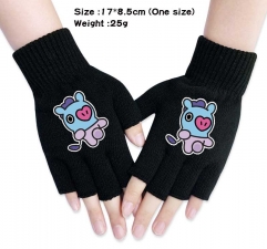 K-POP BTS Bulletproof Boy Scouts Anime Half Finger Gloves Winter Gloves
