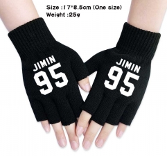 K-POP BTS Bulletproof Boy Scouts Anime Half Finger Gloves Winter Gloves