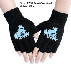 K-POP BTS Bulletproof Boy Scouts Anime Half Finger Gloves Winter Gloves
