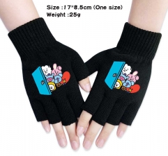 K-POP BTS Bulletproof Boy Scouts Anime Half Finger Gloves Winter Gloves