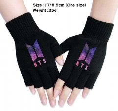 K-POP BTS Bulletproof Boy Scouts Anime Half Finger Gloves Winter Gloves