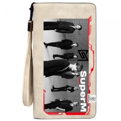 K-Pop Super M Wallets PU Leather Long Zipper Wallet