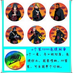 6款一套 75MM 火影忍者-B款 动漫马口铁亮膜徽章胸章圆形布纹胸针
