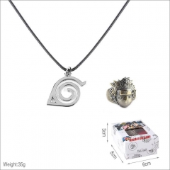 Naruto Cosplay Collection Alloy Anime Ring And Necklace Set