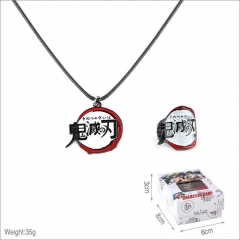 Demon Slayer: Kimetsu no Yaiba Cosplay Collection Alloy Anime Ring And Necklace Set