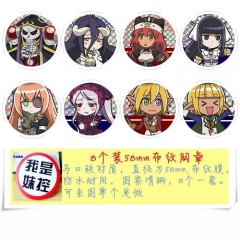 8PCS/SET 5.8CM OVERLORD Cartoon Alloy Anime Brooch Badge