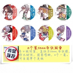 8PCS/SET 5.8CM Touhou Project Cartoon Alloy Anime Brooch Badge