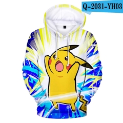 跨境专供亚马逊热销新款潮流pokemon印花3D带帽卫衣男女支持定制