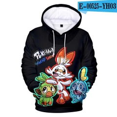 跨境专供亚马逊热销新款潮流pokemon印花3D带帽卫衣男女支持定制