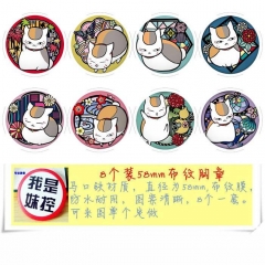 8款一套 58MM 夏目友人帐 动漫马口铁徽章胸章圆形布纹胸针