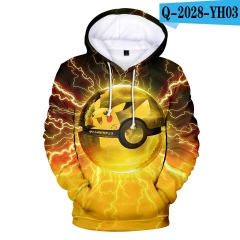 跨境专供亚马逊热销新款潮流pokemon印花3D带帽卫衣男女支持定制