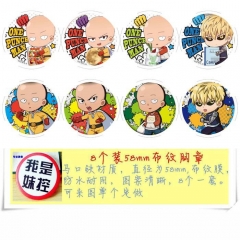 8PCS/SET 5.8CM One Punch Man Cartoon Alloy Anime Brooch Badge