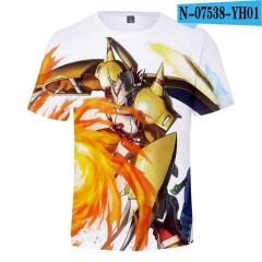 跨境新款 Digimon数码宝贝 休闲3D动漫数码印花夏款宽松短袖T恤