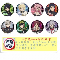 8款一套 58MM 终结的炽天使 动漫马口铁徽章胸章圆形布纹胸针