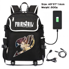 Fairy Tail  Anime Cosplay Cartoon Waterproof Canvas Colorful USB Charging Backpack Bag
