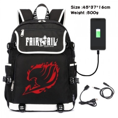 Fairy Tail  Anime Cosplay Cartoon Waterproof Canvas Colorful USB Charging Backpack Bag