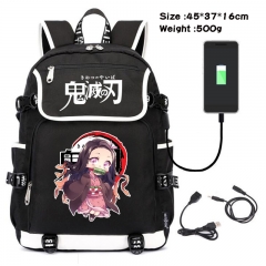 鬼灭之刄-095 动漫600D防水帆布USB充电数据线背包