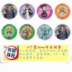 8PCS/SET 5.8CM OVERLORD Cartoon Alloy Anime Brooch Badge