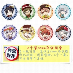 8款一套 58MM IDOLiSH7 动漫马口铁徽章胸章圆形布纹胸针