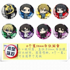 8PCS/SET 5.8CM Durarara Cartoon Alloy Anime Brooch Badge