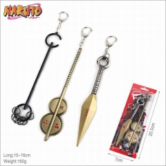 3PCS/SET Naruto Cartoon Weapon Pendants Key Ring Decoration Anime Keychain 15-16cm
