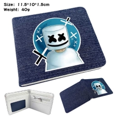 DJ Marshmello Denim Folding Coin Purse Anime Wallet