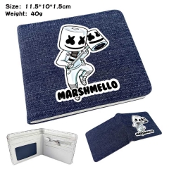 DJ Marshmello Denim Folding Coin Purse Anime Wallet
