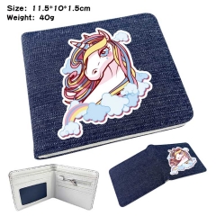 Unicorn  Denim Folding Coin Purse Anime Wallet
