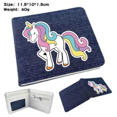 Unicorn  Denim Folding Coin Purse Anime Wallet