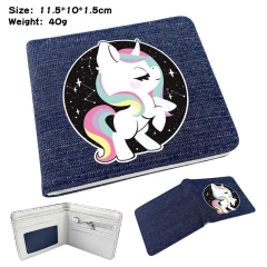 Unicorn  Denim Folding Coin Purse Anime Wallet