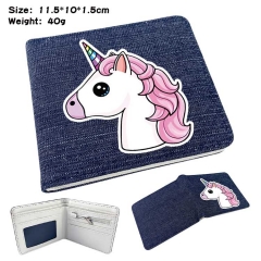 Unicorn  Denim Folding Coin Purse Anime Wallet