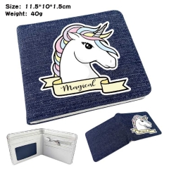 Unicorn  Denim Folding Coin Purse Anime Wallet