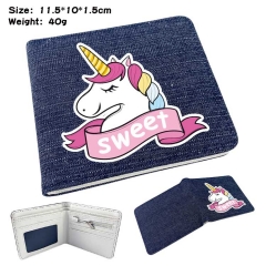 Unicorn  Denim Folding Coin Purse Anime Wallet