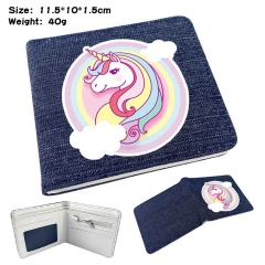 Unicorn  Denim Folding Coin Purse Anime Wallet