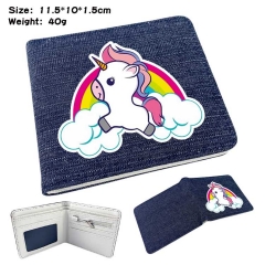 Unicorn  Denim Folding Coin Purse Anime Wallet
