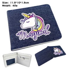Unicorn  Denim Folding Coin Purse Anime Wallet