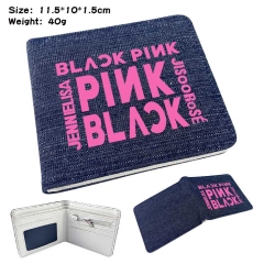 韩国女团 BLACKPINK 动漫数码印牛仔布彩图二折钱包
