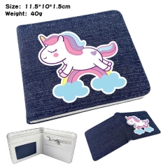 Unicorn  Denim Folding Coin Purse Anime Wallet