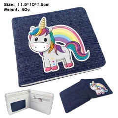 Unicorn  Denim Folding Coin Purse Anime Wallet