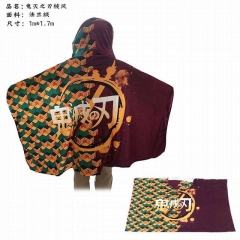 动漫二次元鬼灭之刃周边毛绒弥豆子炭治郎cos法兰绒披风来图定制