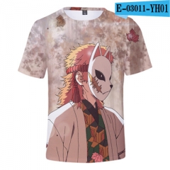 Demon Slayer: Kimetsu no Yaiba Anime 3D Printed SBaseball Short Sleeve T Shirt