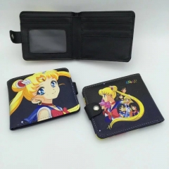 Pretty Soldier Sailor Moon Cartoon Colorful Coin Purse Bifold PU Anime Short Wallet