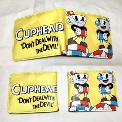 Cuphead Cartoon Colorful Coin Purse Bifold PU Anime Short Wallet