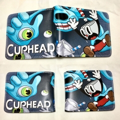 Cuphead Cartoon Colorful Coin Purse Bifold PU Anime Short Wallet