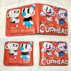 Cuphead Cartoon Colorful Coin Purse Bifold PU Anime Short Wallet