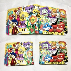 Cuphead Cartoon Colorful Coin Purse Bifold PU Anime Short Wallet