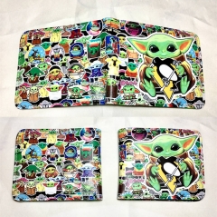 Star Wars Yoda Colorful Coin Purse Bifold PU Anime Short Wallet