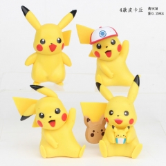 Pokemon Detective Pikachu Cute Cartoon Toy Anime PVC Figures(4pcs/set)
