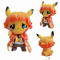 Q Version Demon Slayer: Kimetsu no Yaiba Agatsuma Zenitsu COS Pikachu Collection Cartoon Charactor Cosplay Anime PVC Figure
