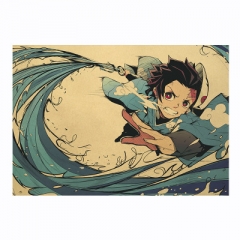 Demon Slayer : Kimetsu no Yaiba Manga Anime Placard Home Decoration Retro Kraft Paper Anime Poster